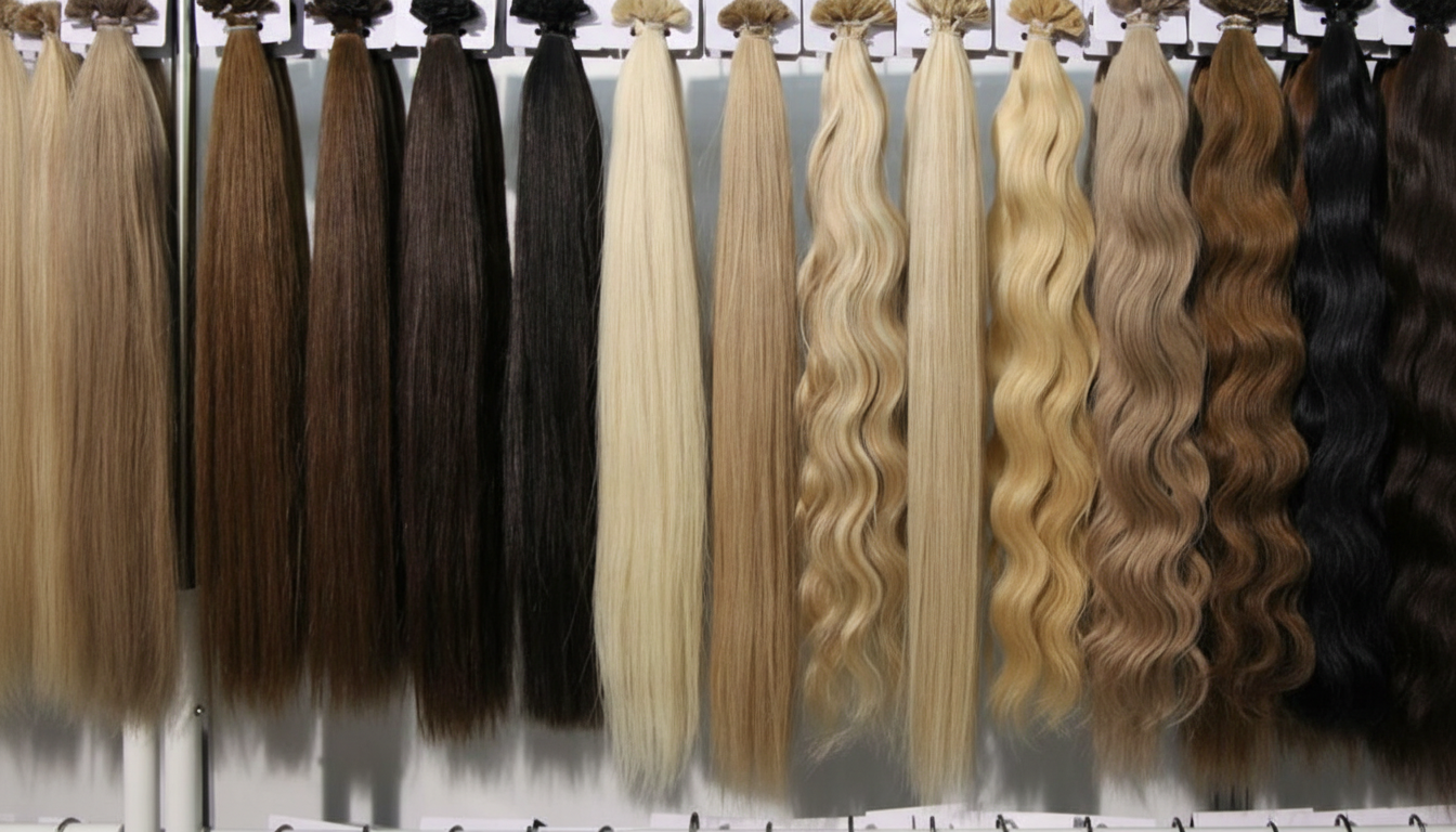 Srhairfeelers Hair extensions of three colors & Samples of long hair Hover